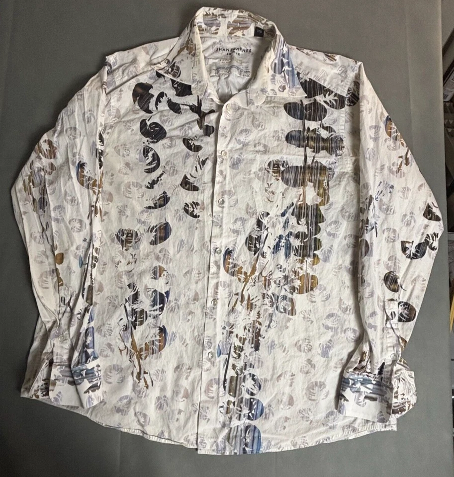 Jhane Barnes Rhedux Shirt Men 2XL Floral 100% Cotton Collared Long Sleeve - Image 1 of 4