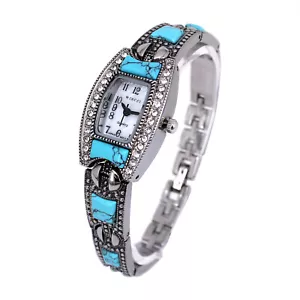 Reloj Blekon Collections Damas Cara Cuadrada Estrás Banda Turquesa Vinculada - Imagen 1 de 12