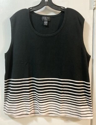 FINITY женщина без рукавов свитер черный белый полоски хлопковая смесь 3 X - Изображение 1 из 4