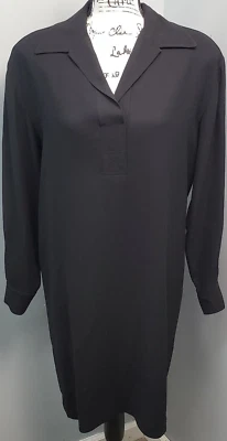 Linda Allard Ellen Tracy Shirt Dress Womens Size 6 Black Lined Vented Collared - Image 1 of 4