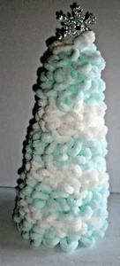 Chenille Loops Árbol de Navidad 16" Luz de Mesa Aqua Blanco Estrella Transparente - Imagen 1 de 7
