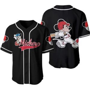 Camicia Maglietta Baseball Topolino Rossa Nera Carina 3D Regalo Halloween Taglia Noi - Foto 1 di 3