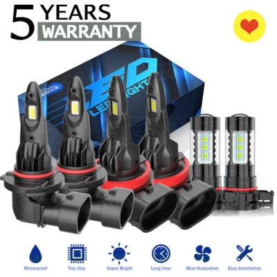 For 2011-2013 Jeep Compass LED Headlight Kit High & Low Beam & Fog Lamp Bulbs - Image 1 of 4