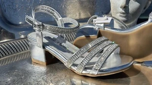Girls Low Heels Dress Sandals Party Wedding Shoes Princess Sandals Pumps US 10 - Picture 1 of 9