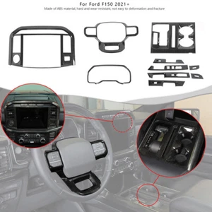 Kit de molduras de cubierta de decoración interior 8 piezas para Ford F150 2021-2023 grano de madera negro - Imagen 1 de 13
