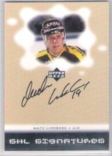 2000-01 Upper Deck Swedish SHL Signatures Mats Lindberg