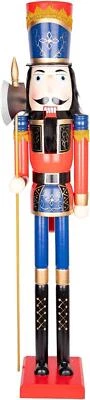 Giant Wooden Nutcracker Life Size Christmas Figurine 180cm Xmas Home Door Decor - Image 1 of 4