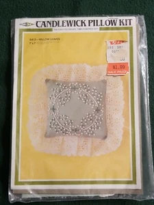 Vtg Candlewick Pillow Kit Willow Leaves by MH Yarns - Picture 1 of 8