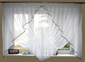 Cortina prefabricada moderna Voile hermosa cortina AG20 blanco cortina de ventana 180-220 cm - Imagen 1 de 2