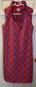 Talbots Petite’s Sleeveless Red Nautical Anchor Sheath Dress - Women’s 4P EUC - Picture 1 of 4