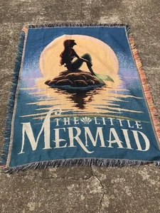 Vintage The Little Mermaid Woven Throw Rare 50”x 60” Gorgeous Hard To Find!! - Picture 1 of 6