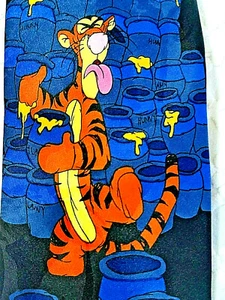 necktie Disney Winnie POOH Tigger Bees Honey Barrels black 100% polyester Korea - Picture 1 of 7