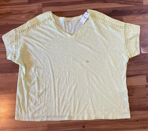 LANE BRYANT Lime Green Short Sleeve Shirt Size 22/24 Neon Lightweight Cotton New - Picture 1 of 4