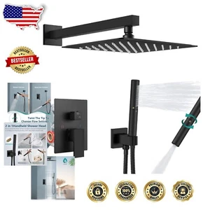 Luxury Matte Black Shower Faucet Set with 2-in-1 High Pressure Handheld Spray - Picture 1 of 10