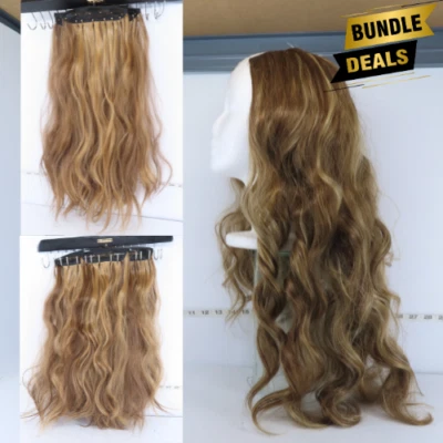 (PAQUETE) EXTENSIONES DE CABELLO SINTÉTICO Y 24" PARTE V RUBIO MIEL MARRÓN ONDULADO Foto 1 de 4