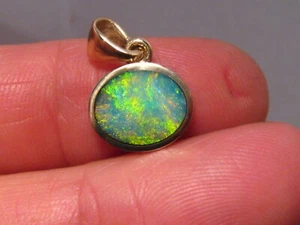 Opal Pendant , Solid  14 k Yellow  Gold - Picture 1 of 11