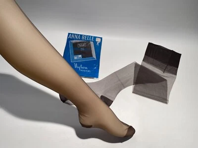 5 Pairs Vintage Annabelle Nylon Stockings 8 1/2" x 30" Off Black Mesh  RHT SEXY - Image 1 of 4