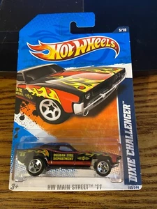 2011 HOT WHEELS DIXIE CHALLENGER, BLACK, #5/10 HW MAIN STREET '11, DODGE#165/244 - Picture 1 of 2