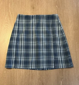 Brandy Melville blau schwarz & weiß Schottenkaro Minirock Reißverschluss hinten gebraucht, in einwandfreiem Zustand Einheitsgröße - Bild 1 von 9
