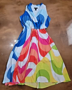 Ashley Stewart ärmellos Wickel Farbe Swirl Cruise Maxikleid Gr 18 20 - Bild 1 von 4