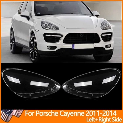 Pair Headlight Lampshade Clear Lens Shell Cover For Porsche Cayenne 2011-2014 Foto 1 de 4
