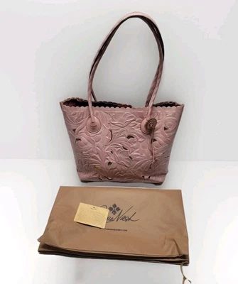 PATRICIA NASH Adeline Burnished Tooled Cutout Blush Pink Leather Purse Tote Bag  - Image 1 of 4