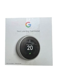 Google Nest Learning Thermostat Smartes Thermostat Edelstahl NEU & OVP - Bild 1 von 4