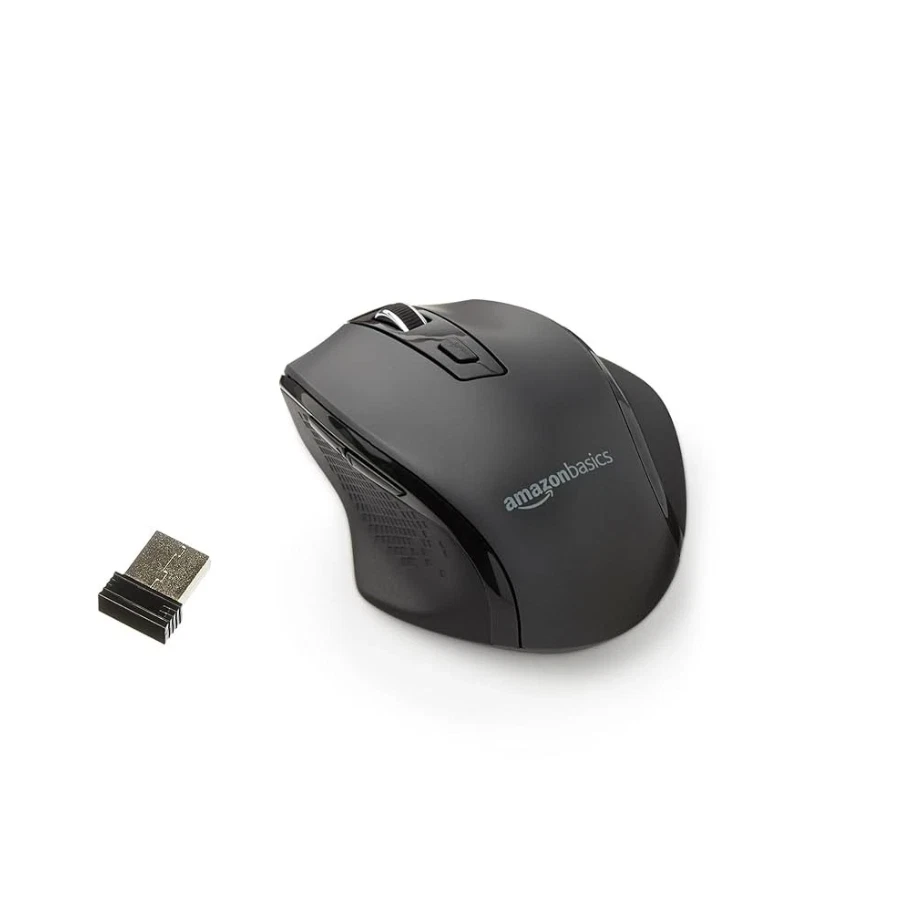 Mouse de computador ergonômico sem fio Amazon Basics 2,4 GHz ajustável DPI preto - Imagem 1 de 1
