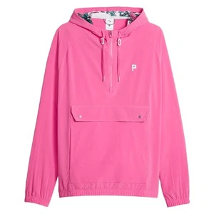 Men's PUMA Palm Tree Crew 1/2 Zip Anorak - Shocking Pink/White Glow Small - Picture 1 of 2