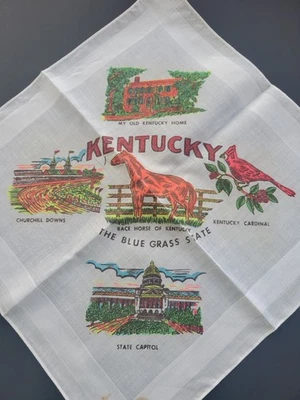 Recuerdo Hankie vintage de caballo del estado de Kentucky para damas Foto 1 de 4