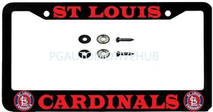 Marco de matrícula negro acero inoxidable vinilo letras PARA ST LOUIS CARDINAL - Imagen 1 de 4