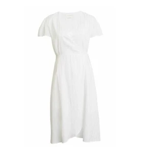 Treasure & Bond Puff Short Sleeve V-Neck Striped Wrap Dress Cover-Up White $79 - Picture 1 of 6
