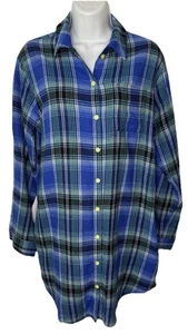 Camisa Sonoma Mujer Azul A Cuadros Manga Larga Abotonada Dormir Talla Pequeños Bolsillos NUEVA - Imagen 1 de 8