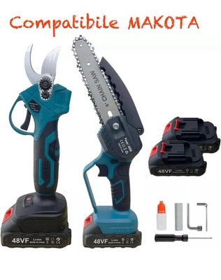 KIT 2 PZ FORBICE A BATTERIA DA POTATURA +MOTOSEGA +VALIGIA CESOIA 48V 2 BATTERIE - Immagine 1 di 4