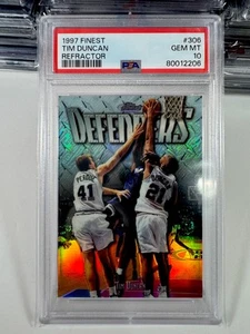 1997 Topps Finest REFRACTOR Tim Duncan Rookie PSA10!!!!💎🔥(Very Low Pop)!! - Picture 1 of 2
