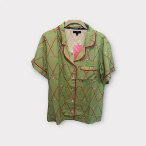 Katie Kime Pyjama kurz Set Damen mittelgrün Golf Print Kurzarm Nachtwäsche - Bild 1 von 3