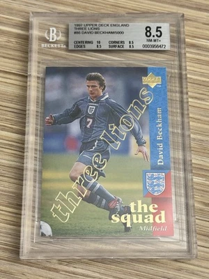 1997 Upper Deck England #86 David Beckham 555/5000 radiocontrol novato BGS Gold Foil Lions Foto 1 de 2