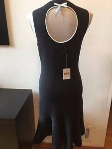 NEW Kate Spade New York Sleeveless Fluted Sweater Black White Trim Dress Size M - Picture 1 of 7