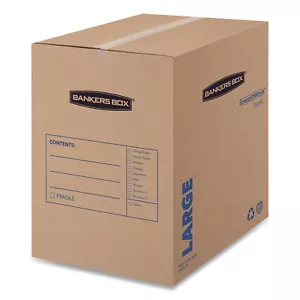 Bankers Box SmoothMove Basic Large Moving Boxes, 18l x 18w x 24h, Kraft/Blue, 15 - Picture 1 of 4