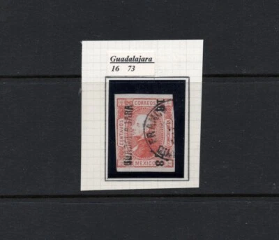 S1310 México 1872 Hildago 25c. Rojo OVEPRINTADO Guadalajara 1v. Usado - Imagen 1 de 2