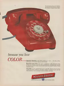 Western Electric 1955 hace teléfonos Bell en color porque te encanta anuncio impreso - Imagen 1 de 1