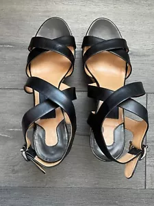 Sandalias de cuña Salvatore Ferragamo para mujer con correa cruzada negra talla 9B - Imagen 1 de 10