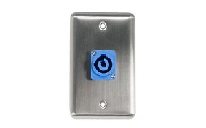 OSP Stainless Steel Duplex Wall Plate with 1 Powercon A Blue Connector - Picture 1 of 2