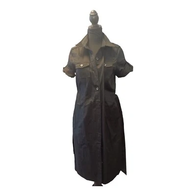 Vestido negro para mujer Charter Club con botones y cinturón de algodón talla 12 nuevo sin etiquetas Foto 1 de 4