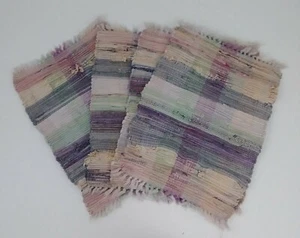 Vintage Placemats Set of 4 Multicolor Striped Woven Braided Pastel 17x12.5" Read - Picture 1 of 8
