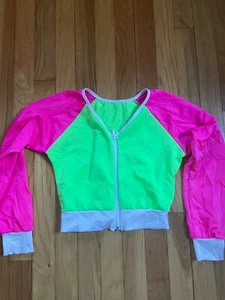 VTG 90s Costume Neon Top Zip XLC Kids Dance - Picture 1 of 6