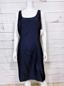 Tahari Arthur S. Levine Damen Kleid Größe 12 Blau U-Ausschnitt Gefüttert Reißverschluss hinten Schlitz - Bild 1 von 8