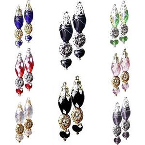 Pendientes de cristal y flor pequeña gota, elección de color, clip, perforado - Imagen 1 de 12