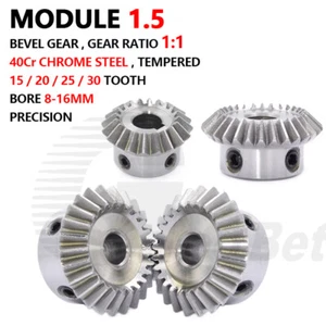 Mod 1.5 Bevel Gear 40Cr Chrome Steel Miter Gear Ratio 1:1 20 Tooth Bore 8mm-16mm - Picture 1 of 9