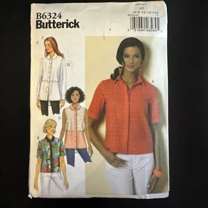 Butterick B6324 Knopfleiste Bluse Top Passform Schnittmuster Größe 6-14 ungeschnitten - Bild 1 von 2